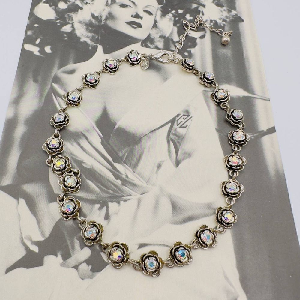 Premier Designs Aurora Borealis Rhinestone Flower Necklace
